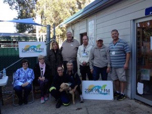  Photo: left to right.  Gloria Gervasoni, Rhonda Francis , Judy Davis, Trevor Davis, Jamie Sims, Bob Francis and Jeremy Bennett (Sutherland Council ) Front row: volunteers from the shelter with one of the dogs for adoption.